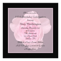 100th Birthday Party Invitation - Rose for 100th invitations