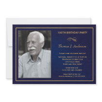 100th Birthday Party Invitations with photo