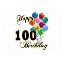 100th cadeaux d'anniversaire et habillement heureu cartes postales