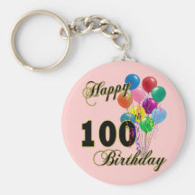 100th cadeaux d'anniversaire et habillement heureu porte-clef