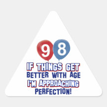100th year old birthday design triangle stickers