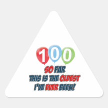 100th year old birthday design triangle stickers