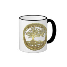 [105] Golden Celtic Tree of Life [3D] Coffee Mug