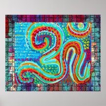108 OM Mantra on Brick Wall Poster