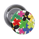109 RETRO SKETCH COLORFUL FLOWERS FUN PATTERNS TEM buttons