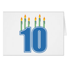 10 Birthday Candles (Blue / Green) Card