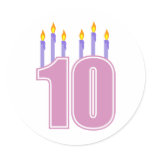 10 Birthday Candles (Pink / Purple) stickers