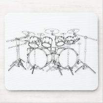 10 Piece Drum Kit: Black & White Drawing:
