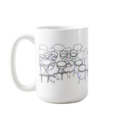 10 Piece Drum Kit: Marker Drawing: Mug by spiritswitchboard