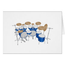 10 Piece Drum Kit: Vector Drawing: Card