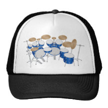 10 Piece Drum Kit: Vector Drawing: Hats