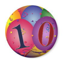 10 year old birthday balloons! fridge magnet