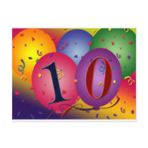 10 year old birthday balloons! post card