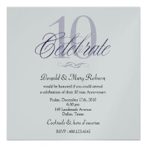 10th Anniversary, Silver Party Invitation invitations