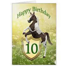 10th birthday card with a rearing horse