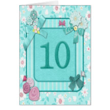 10th birthday card with flowers