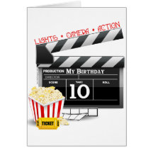 10th Birthday Hollywood Movie Party Card