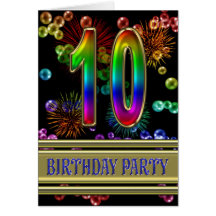 10th Birthday party Invitation Greeting Card