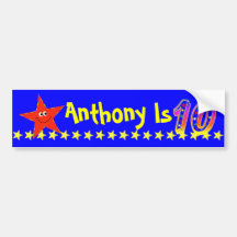 10th Birthday Party Red Smiley Star Decoration Bumper Sticker