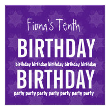 10th Birthday Purple Stars Custom Name V03 Personalized Invitations