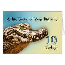 10th Birthday smiling alligator card