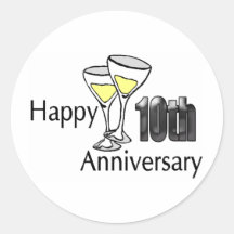 10th Wedding Anniversary Gifts Round Sticker