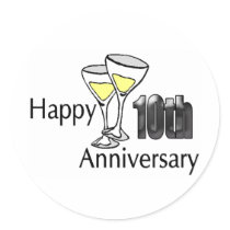 10th Wedding Anniversary Gifts Round Sticker