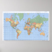 10x16 World Maps, Printed Map Poster
