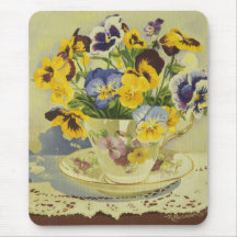 1187 Pansies in Teacup Mousepads