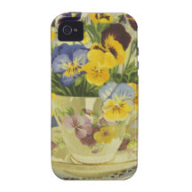 1187 Pansies in Teacup Vibe iPhone 4 Covers