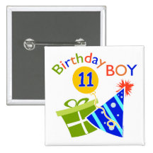 11th Birthday - Birthday Boy Pinback Buttons