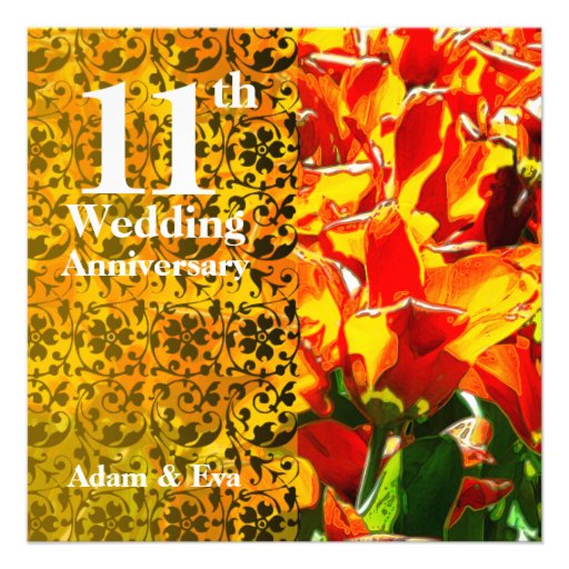11th Year Wedding Anniversary Invitation Tulip