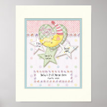 11x14 Personalized Baby Name Nursery Girl Blue Print
