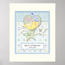 11x14 Personalized Baby Name Wall Nursery Boy Blue Poster