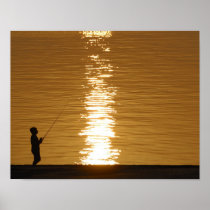 11x14 Print Sunset Fishing On Lake