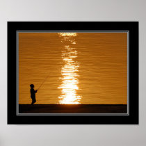 11x14 Print Sunset Fishing On Lake