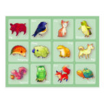 12 Animals Postcard(Customizable) -horizontal