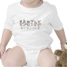 12 Cartoon Rabbits Bunjour Cute Baby T-shirt