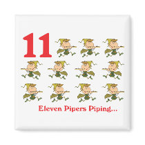 12 days eleven pipers piping fridge magnets