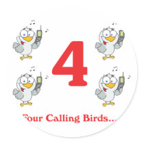 12 days four calling birds round stickers