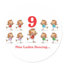 12 days nine ladies dancing round stickers