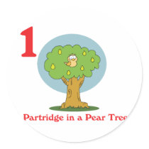 12 days partridge in a pear tree round stickers
