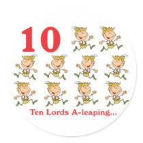 12 days ten lords a-leaping round stickers