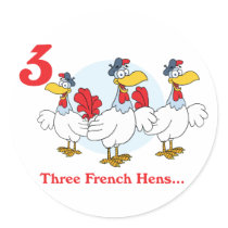 12 days three french hens sticker