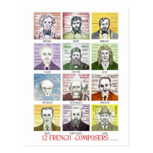 12 French Composers Postcards