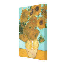 12 Sunflowers, van Gogh, Vintage Flowers Floral Stretched Canvas Prints