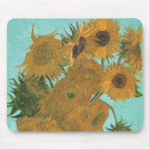 12 Sunflowers, van Gogh, Vintage Flowers Floral Mousepads