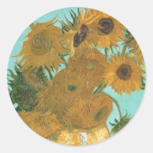 12 tournesols, Van Gogh, fleurs vintages florales Adhésifs Ronds