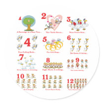 12 twelves days of christmas complete round stickers