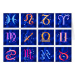 12 Zodiac signs and the constellations Greeting Card